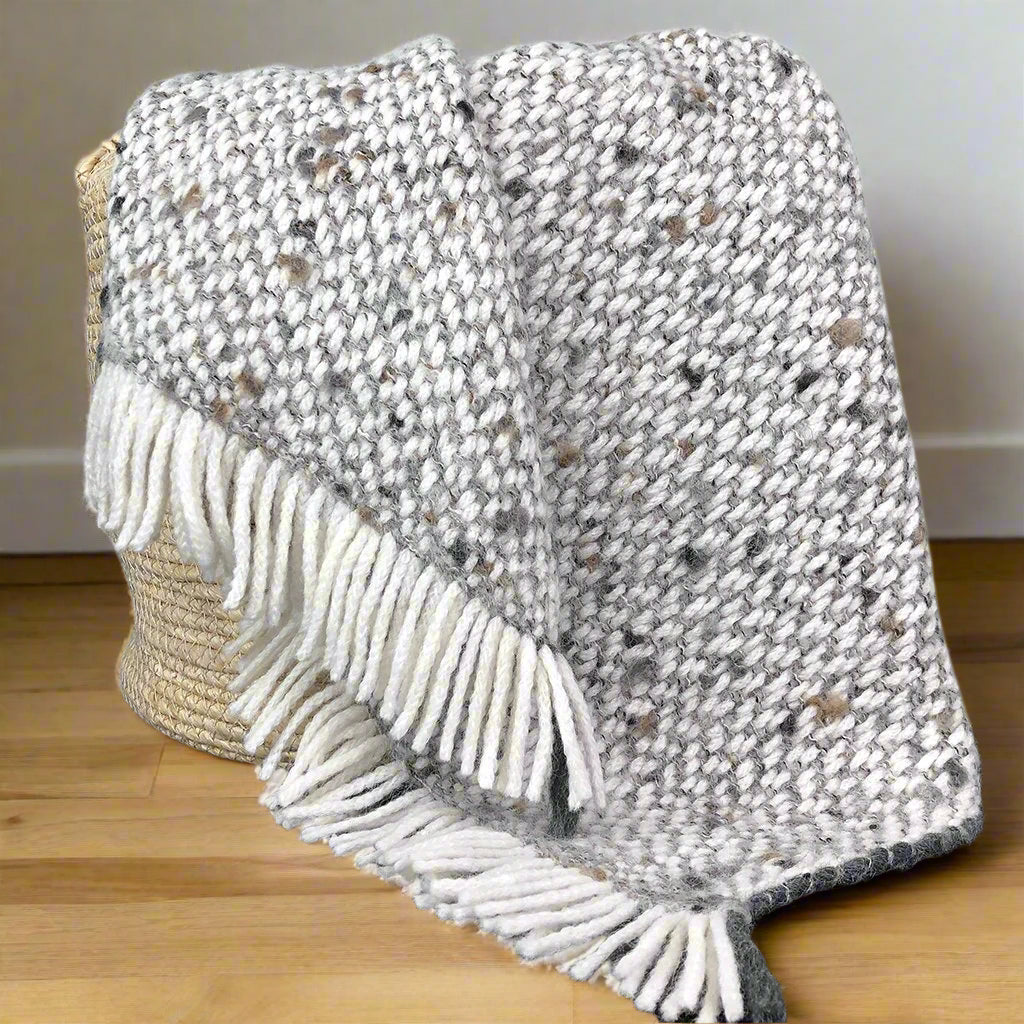 Chunky Gray Weave Alpaca Throw