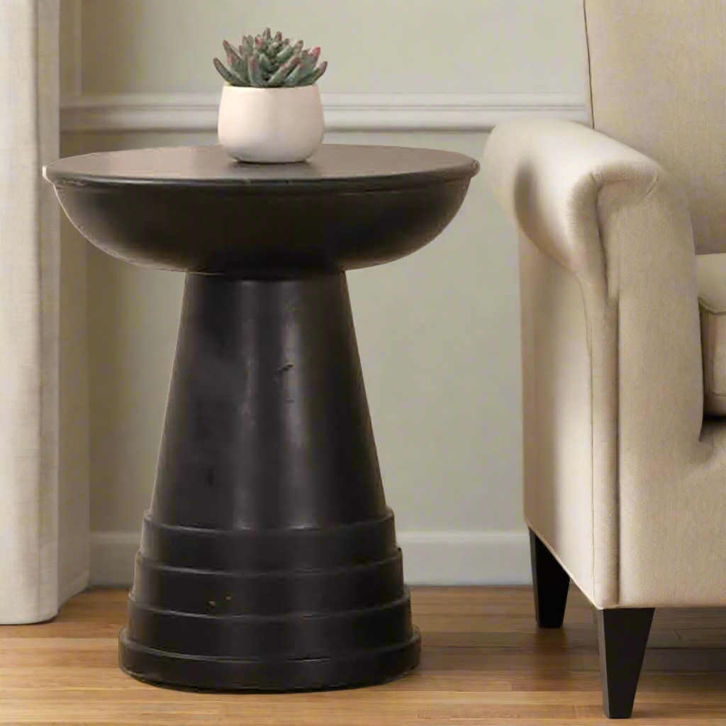 Classic Solid Wood Round Accent Table - Black