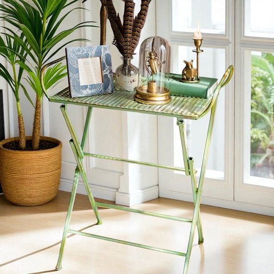 Vintage Green Iron Display Tray or Side Table