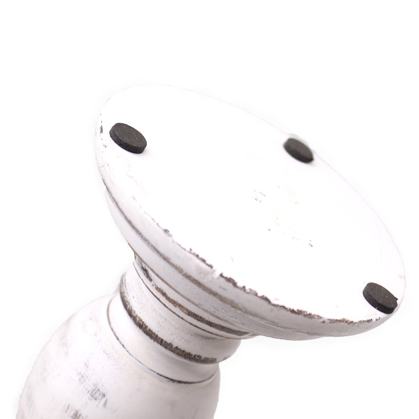 Classic White Turned Wood Candle Holders - Distressed