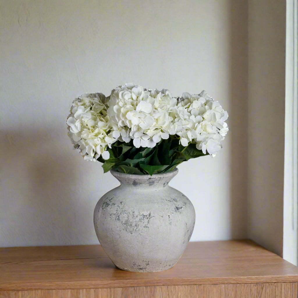 Darcy Antique White Ceramic Aged Stone Vase