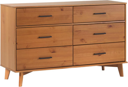 Solid Pine Wood 6-Drawer Dresser