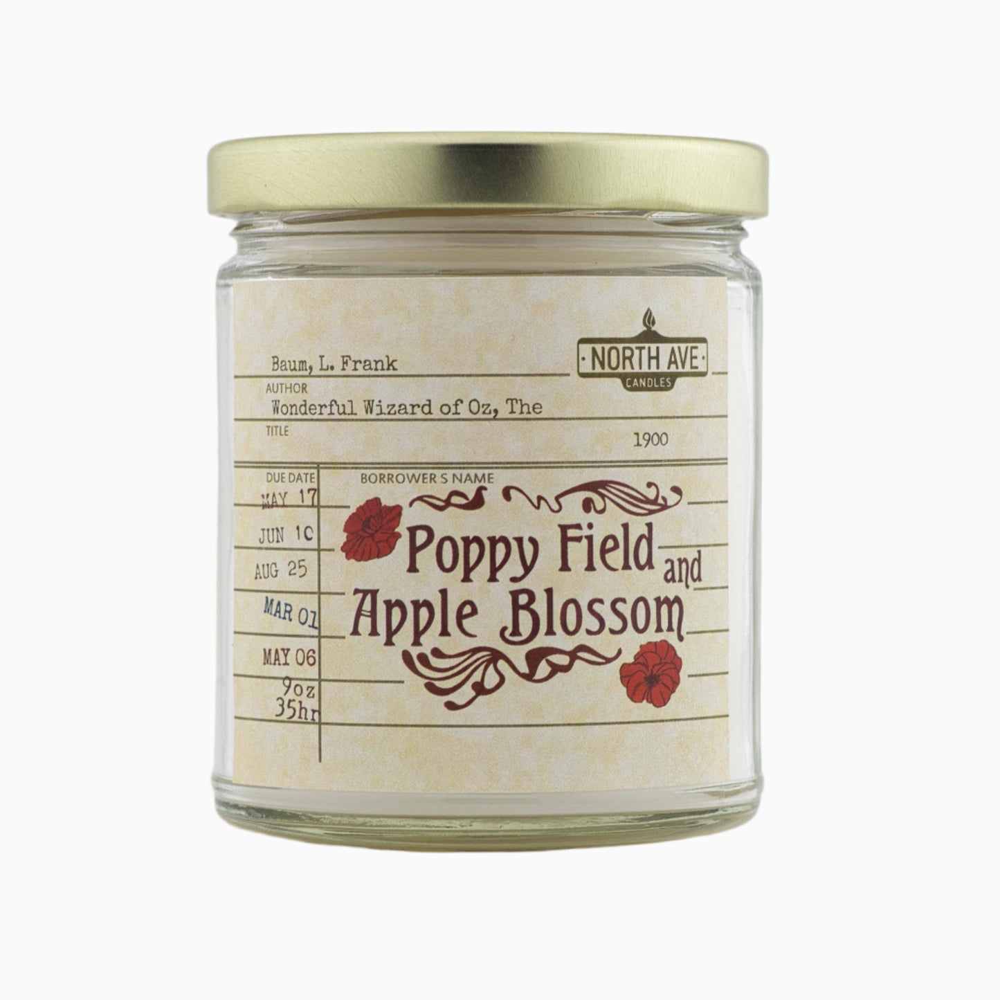 North Ave Book Candle - The Wonderful Wizard of Oz (Poppy Field and Apple Blossom)