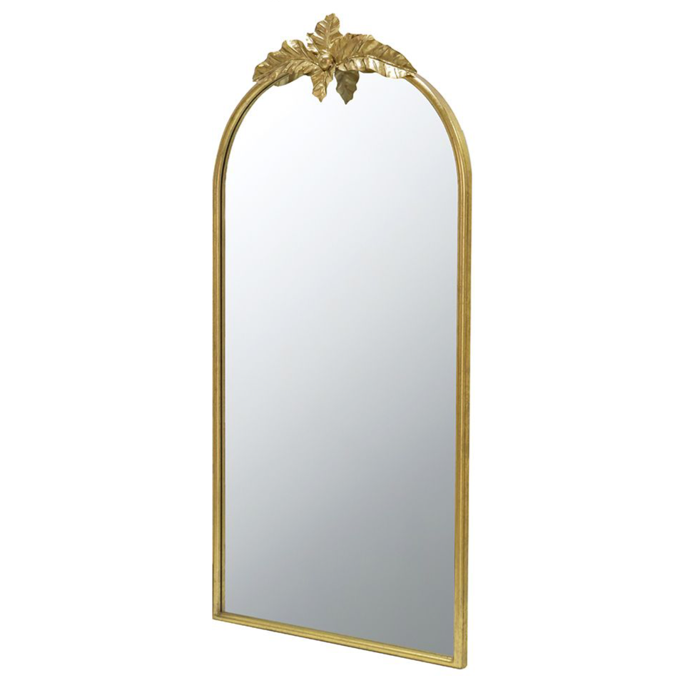 42" Arched Decorative Iron Mirror - Gold Finish