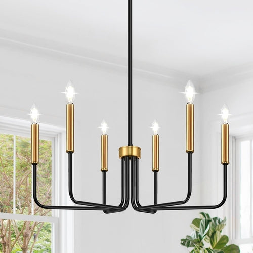 Contemporary Black and Gold 6-Light Chandelier