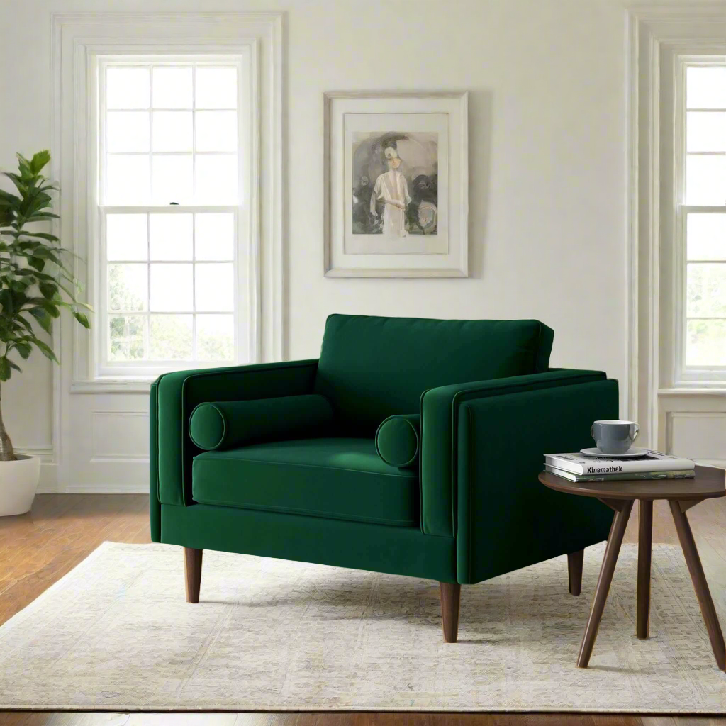 Amber Dark Green Velvet Lounge Chair
