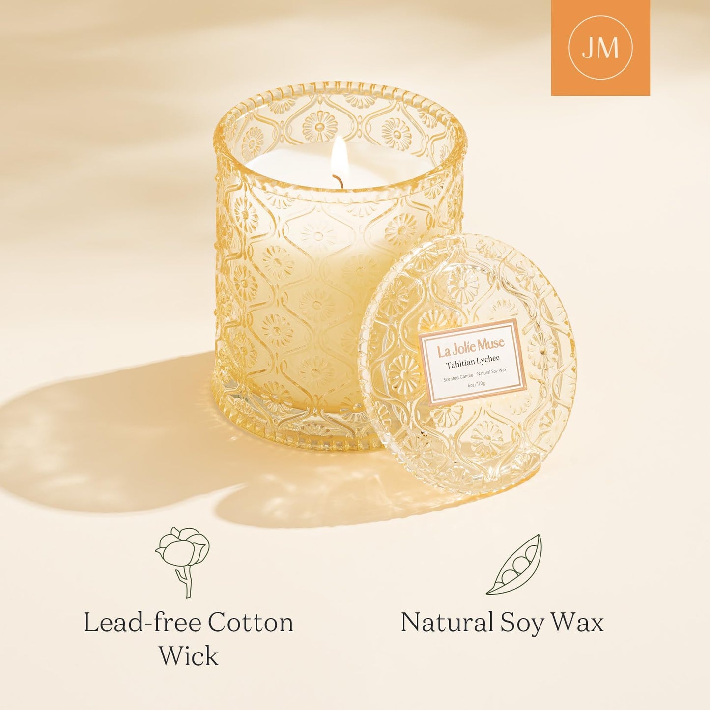 La Jolie Muse Natural Soy Scented Candle - 6oz 40 Hour Burn Time