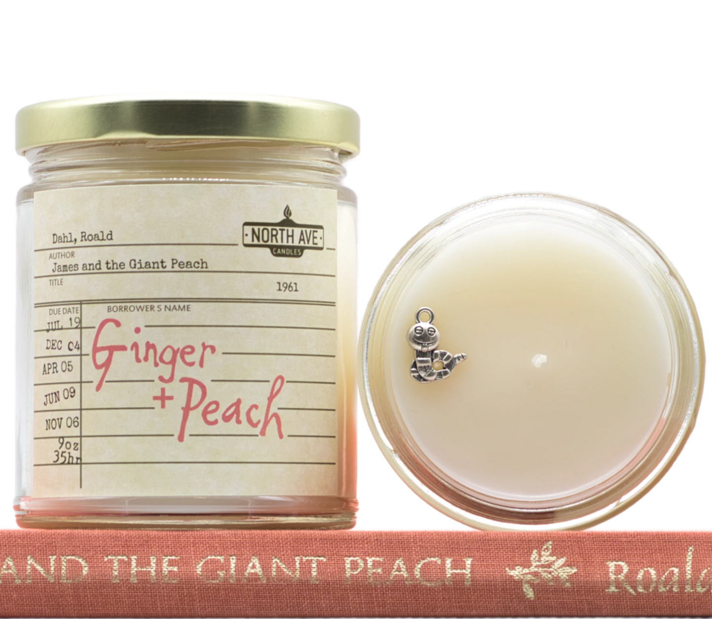 North Ave Book Candle - James and the Giant Peach (Ginger & Peach)