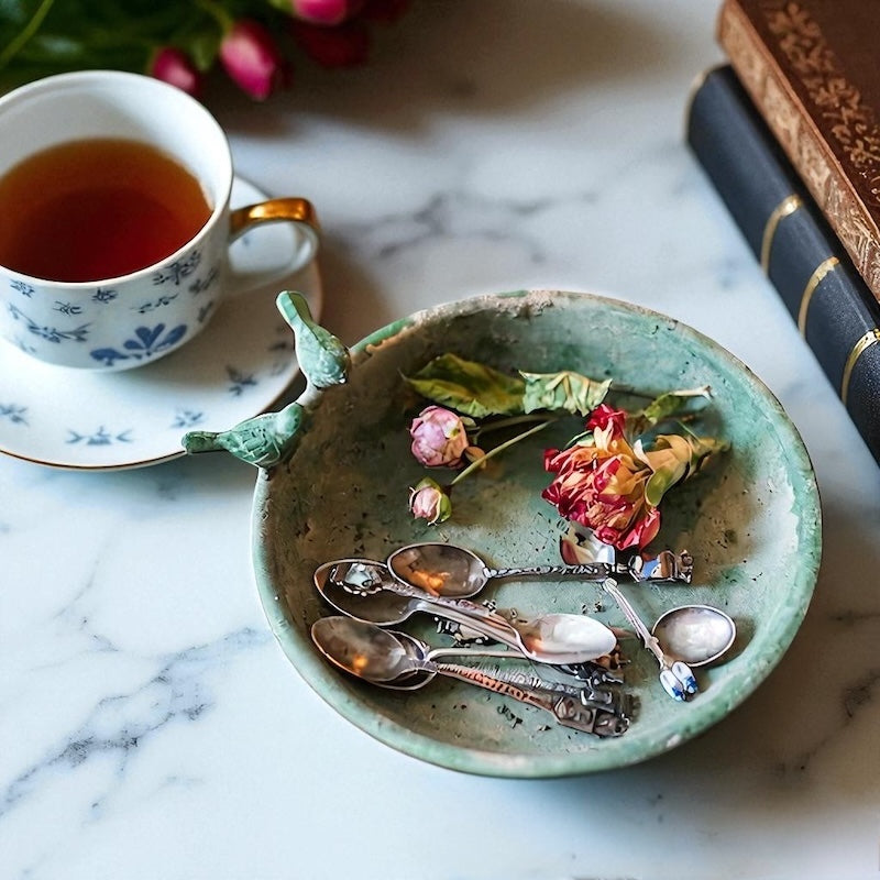 Green Iron Tray Bird Decorative Tray