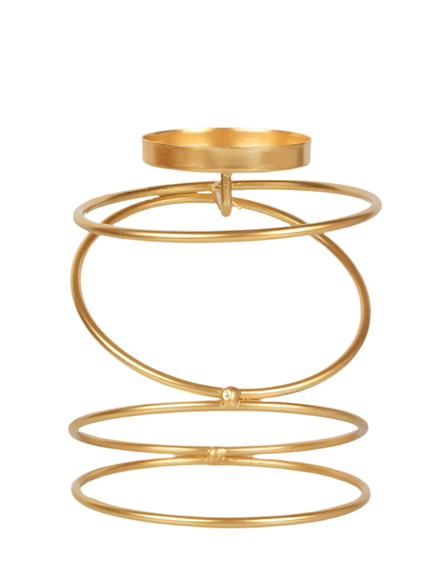 Contemporary Metal Candle Holder - Gold Finish