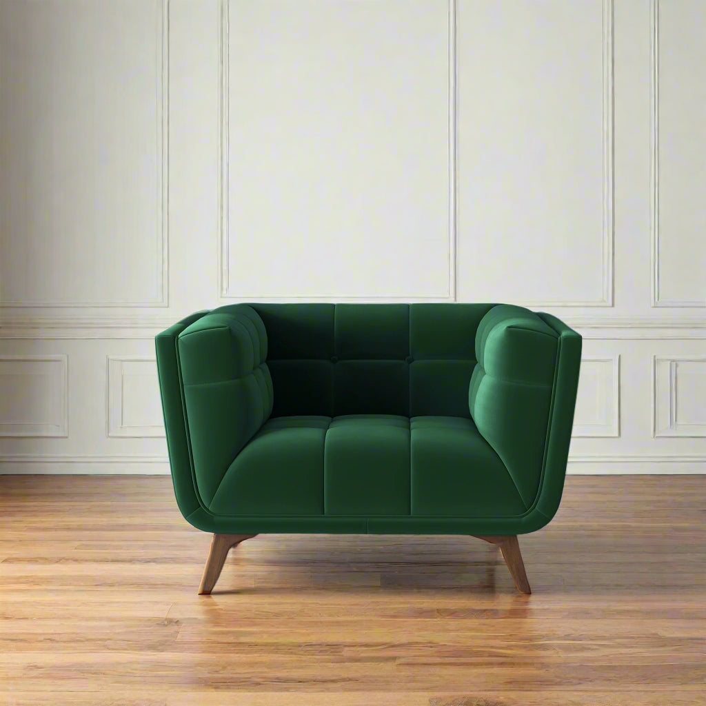 Addison Mid Century Modern Green Velvet Lounge Chair