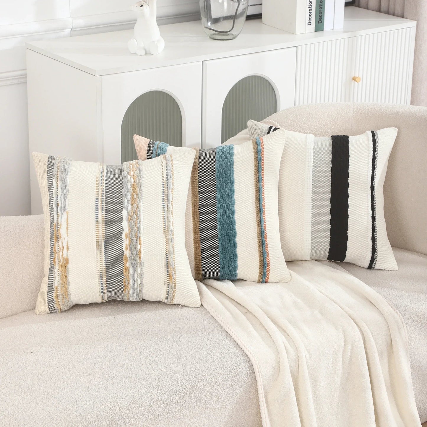 Striped Chenille Throw Pillowcases