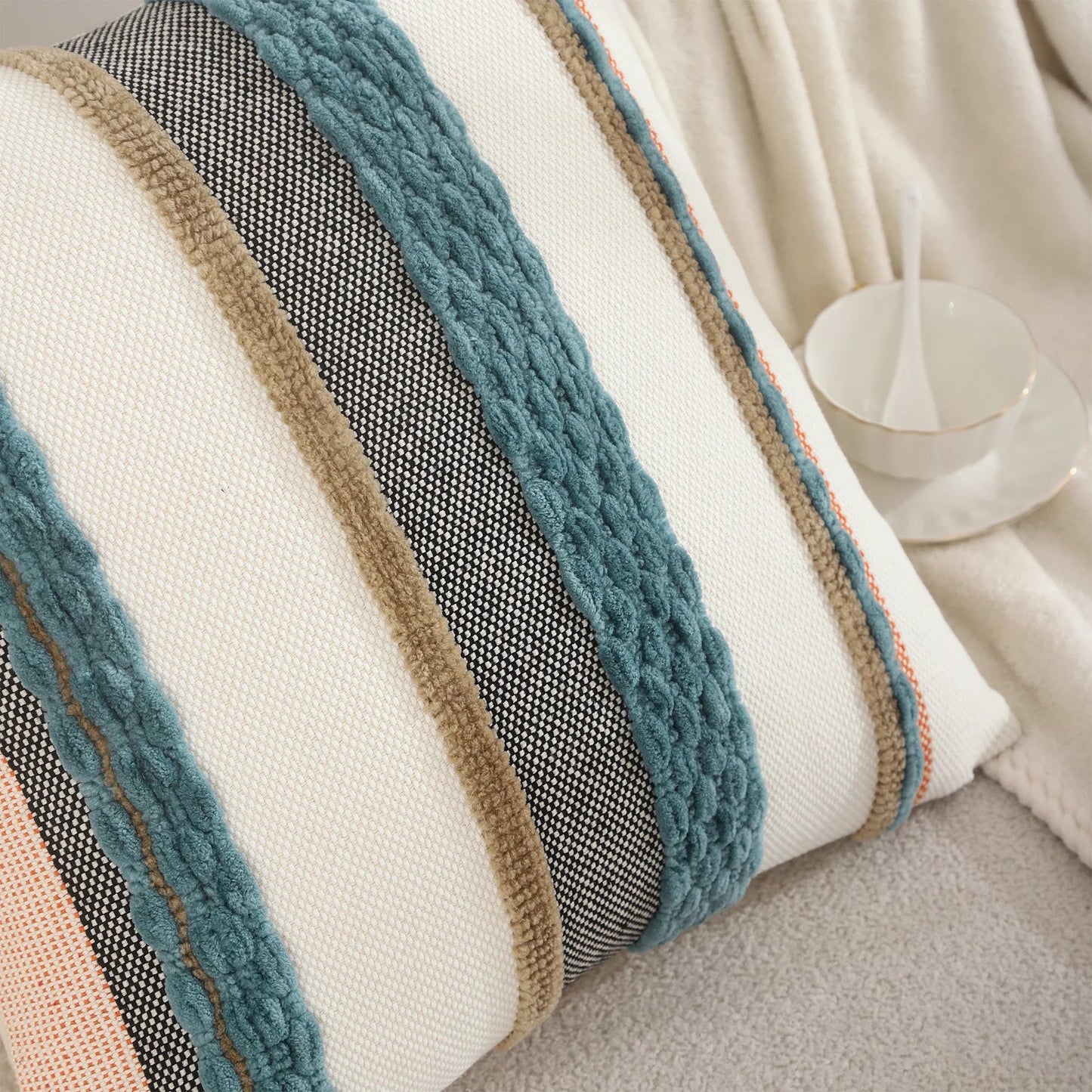 Striped Chenille Throw Pillowcases