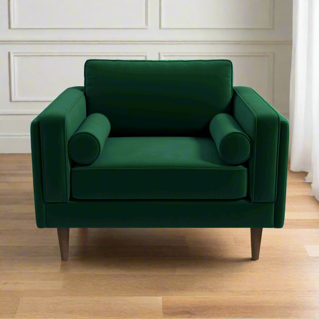 Amber Dark Green Velvet Lounge Chair