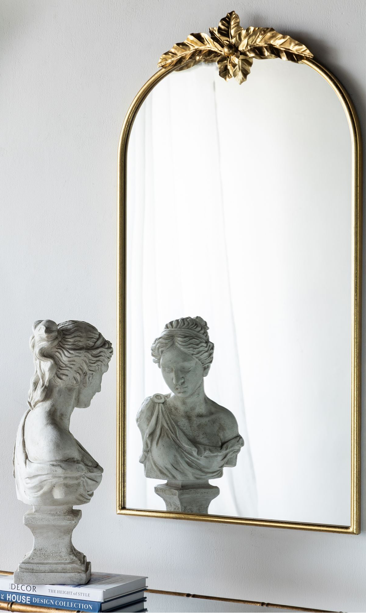 42" Arched Decorative Iron Mirror - Gold Finish