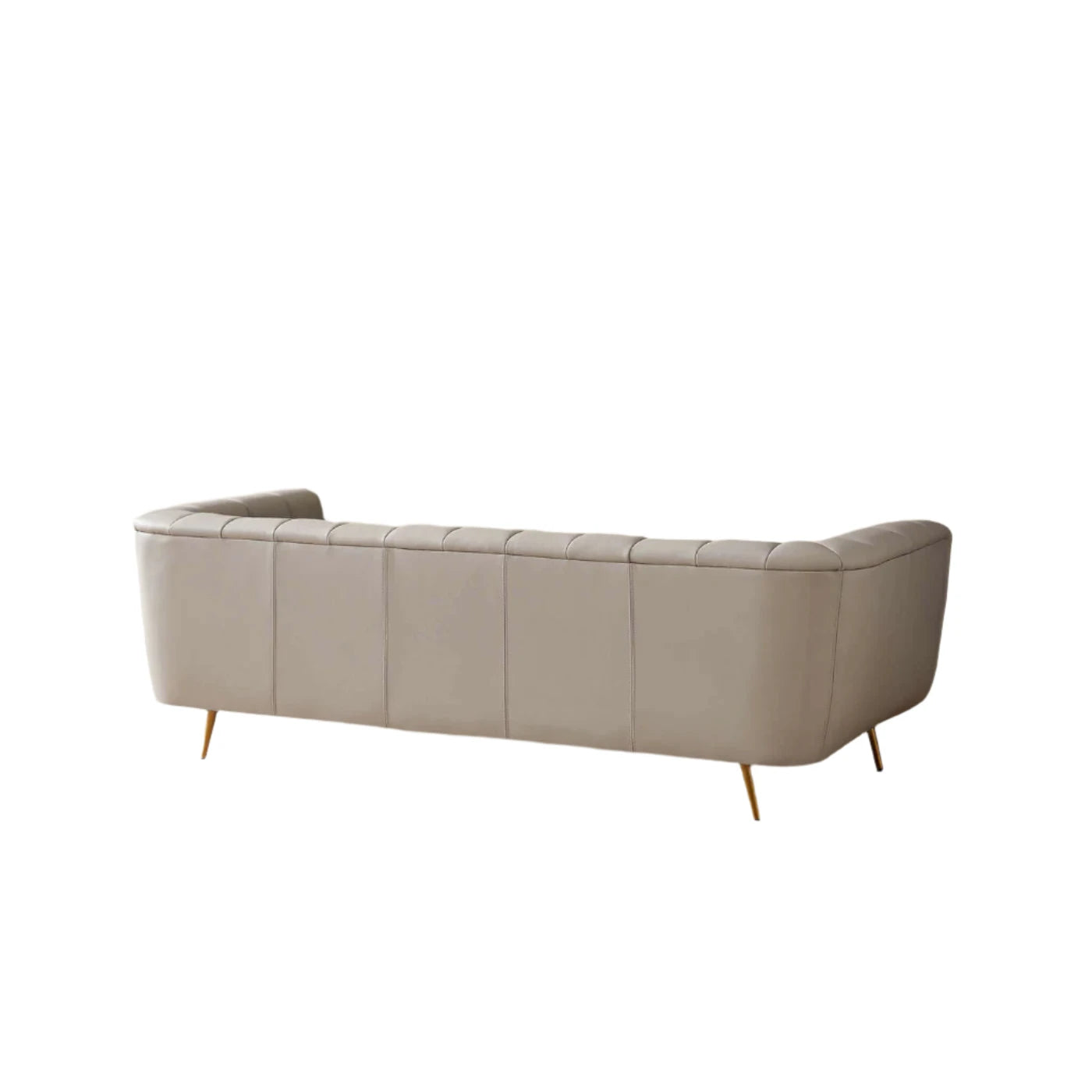 LaMattina Genuine Italian Grey Leather Channel Tufted Sofa