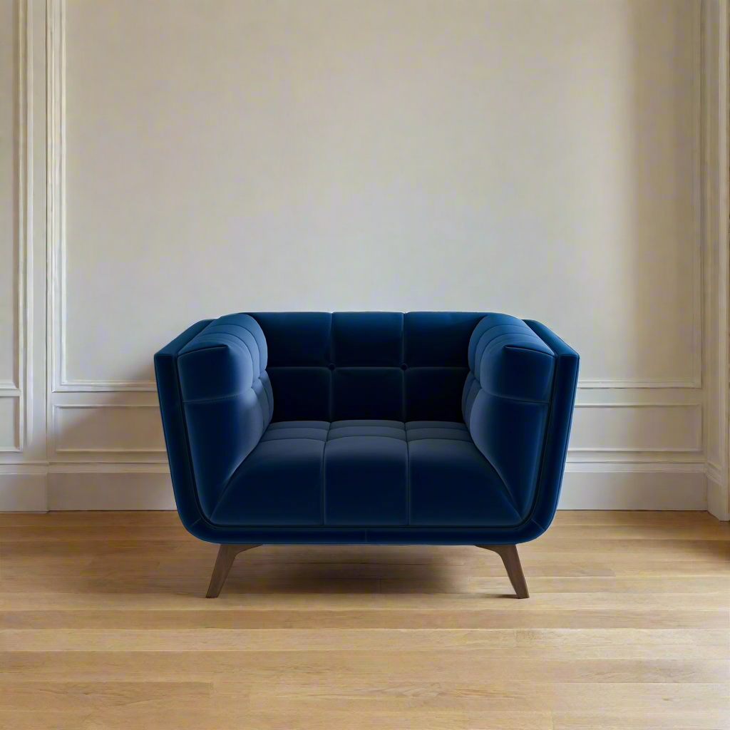 Addison Mid Century Modern Blue Velvet Lounge Chair