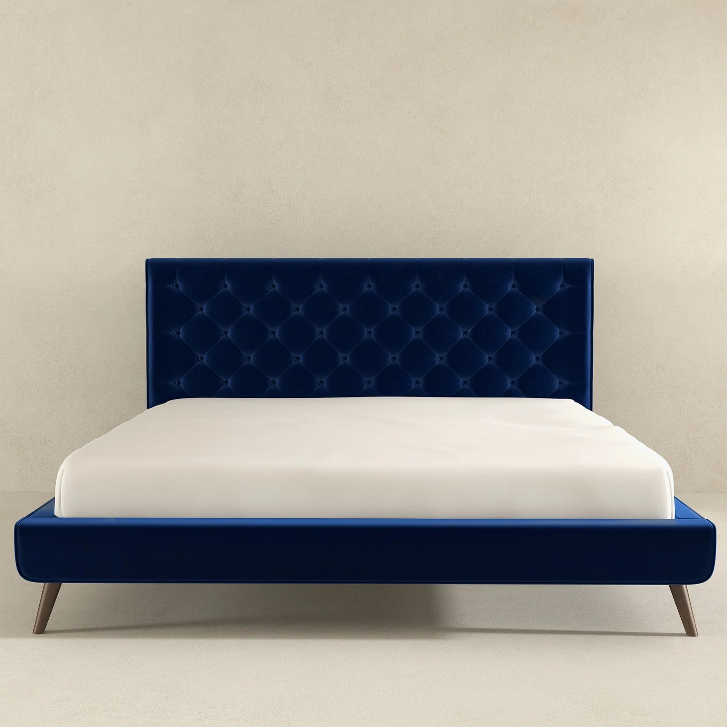 Dillon Blue Velvet Platform Bed - King Size