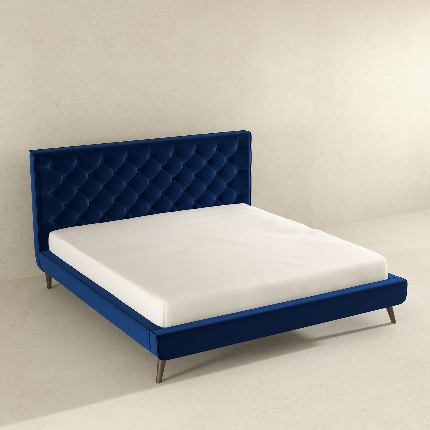Dillon Blue Velvet Platform Bed - King Size