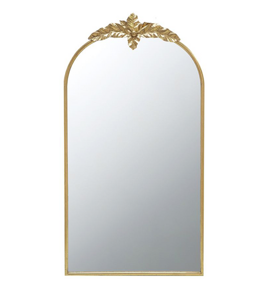 42" Arched Decorative Iron Mirror - Gold Finish