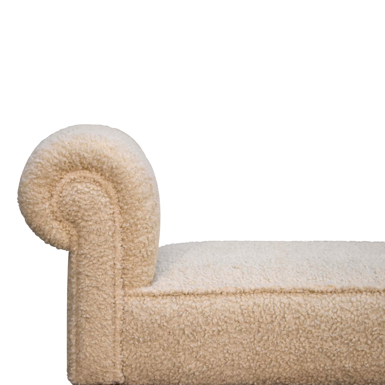 Cream Boucle Bench - Turned Wooden Legs