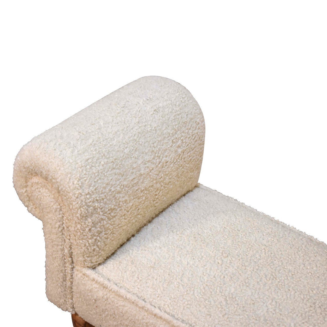 Cream Boucle Bench - Turned Wooden Legs