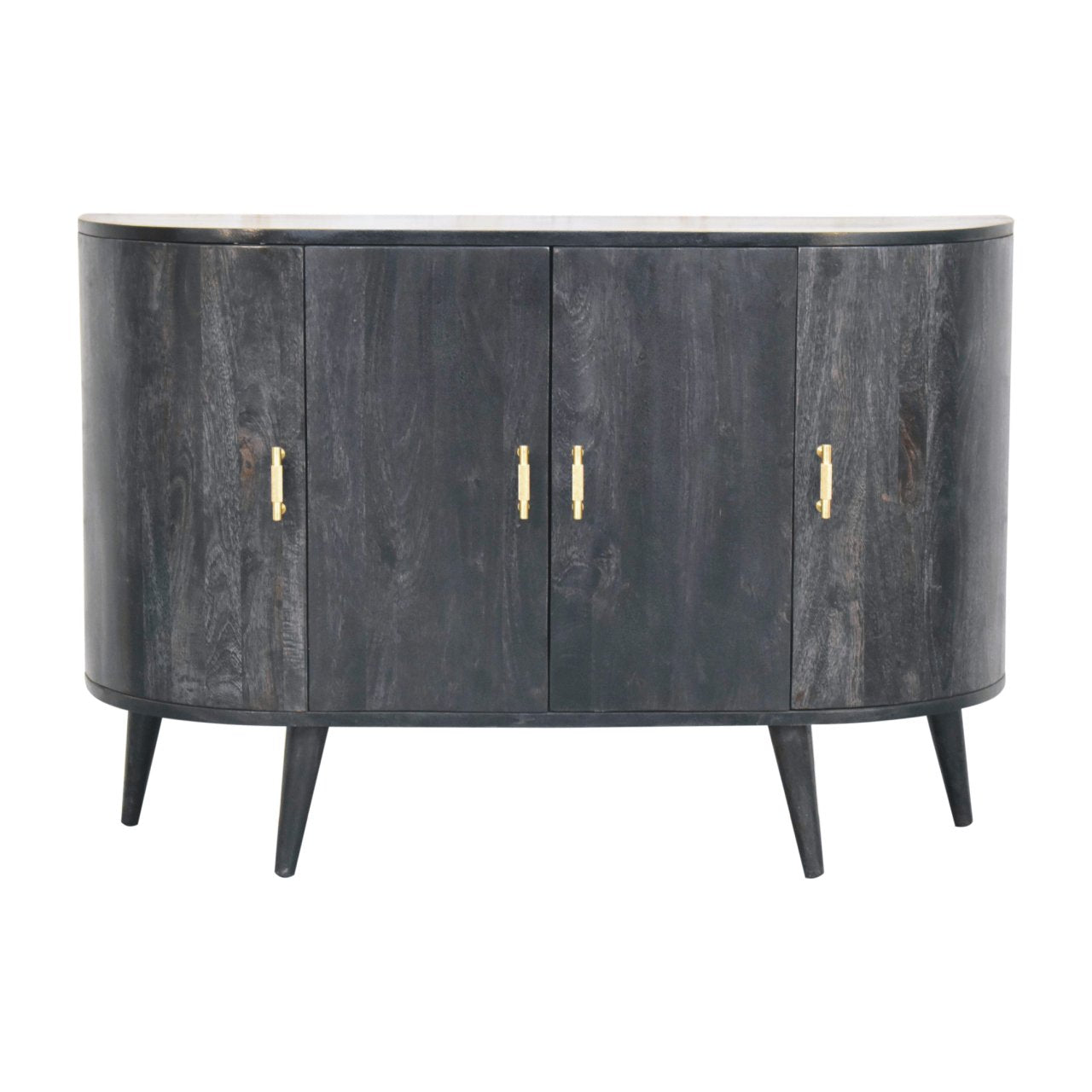 Ash Black Solid Wood Sideboard with Gold Hardware
