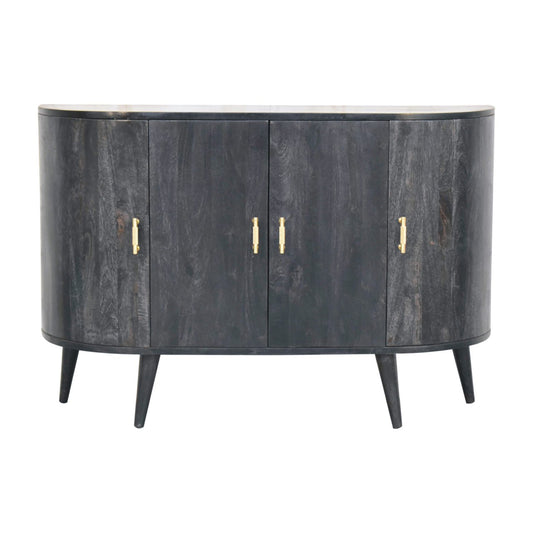 Ash Black Solid Wood Sideboard with Gold Hardware