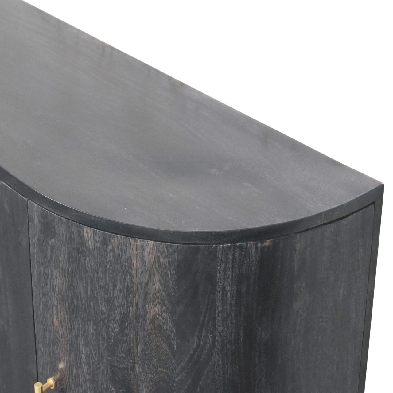 Ash Black Solid Wood Sideboard with Gold Hardware