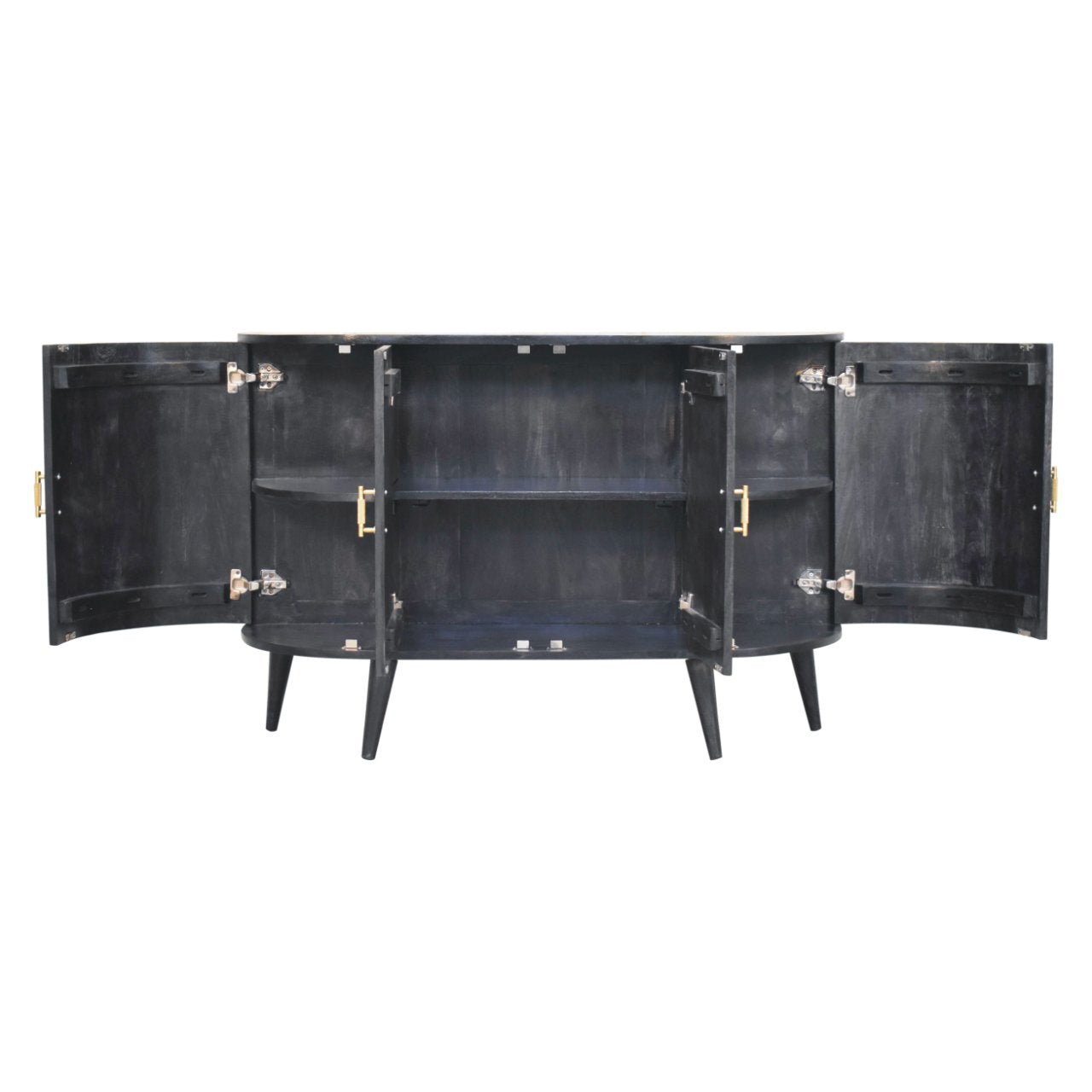 Ash Black Solid Wood Sideboard with Gold Hardware