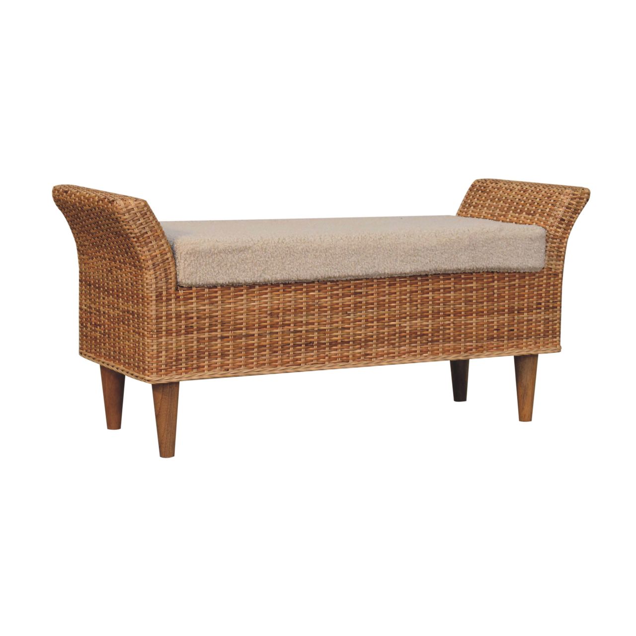 Riviera Woven Bench - Cream Boucle
