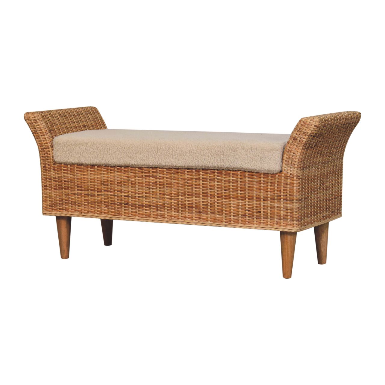 Riviera Woven Bench - Cream Boucle
