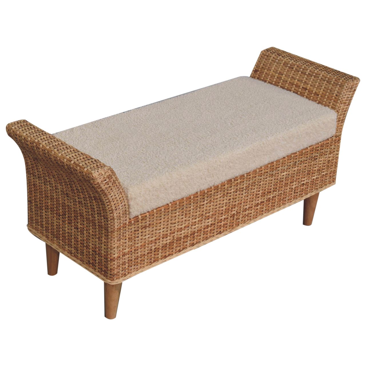Riviera Woven Bench - Cream Boucle