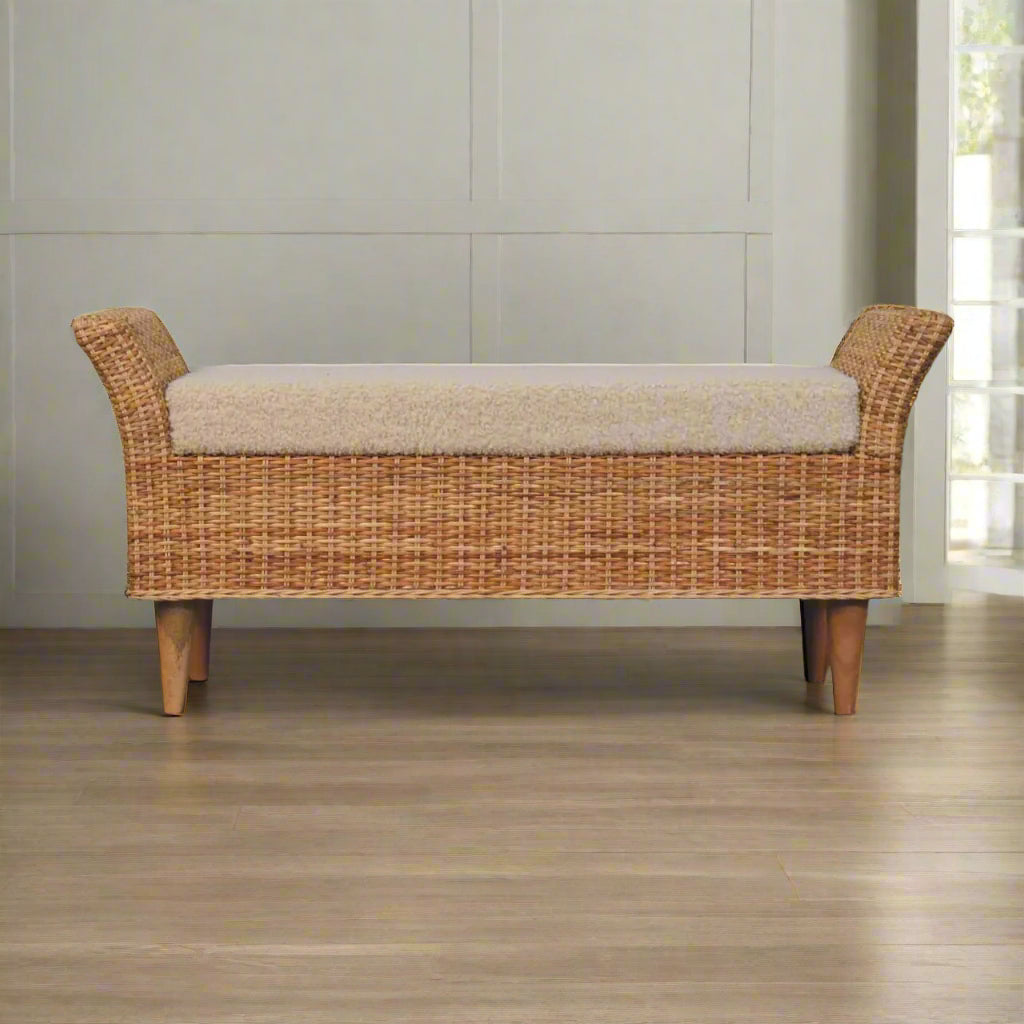 Riviera Woven Bench - Cream Boucle