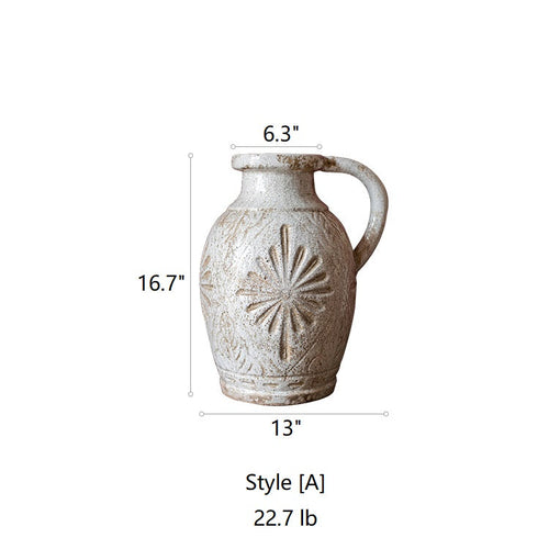 Handmade Textured Ceramic Vase - Floral Design