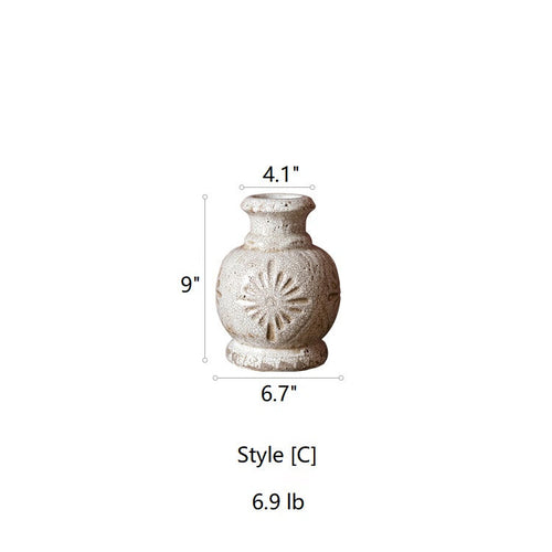 Handmade Textured Ceramic Vase - Floral Design