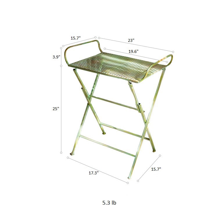 Vintage Green Iron Display Tray or Side Table