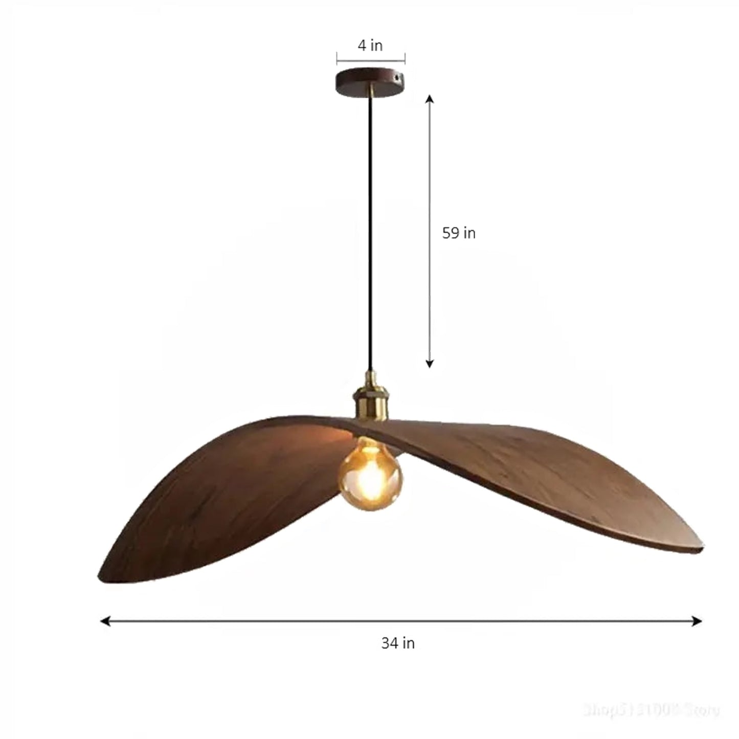 Contemporary Handcrafted Wood Leaf Lighting Fixtures - Walnut Finish
