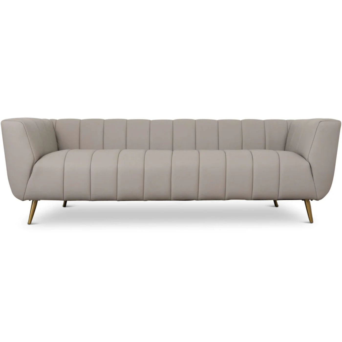 LaMattina Genuine Italian Grey Leather Channel Tufted Sofa