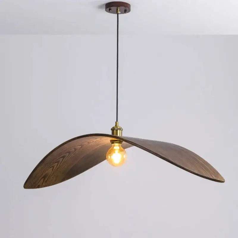 Contemporary Handcrafted Wood Leaf Lighting Fixtures - Walnut Finish