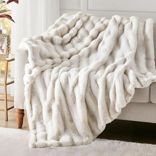 Luxury Faux Rabbit Fur Throw Blanket