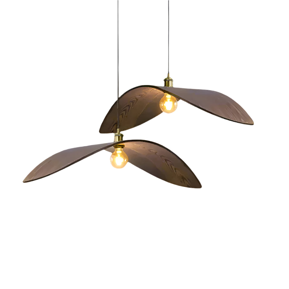 Contemporary Handcrafted Wood Leaf Lighting Fixtures - Walnut Finish