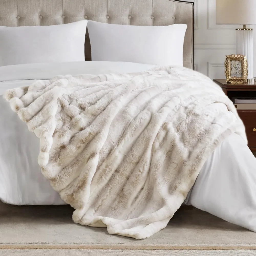 Luxury Faux Rabbit Fur Throw Blanket
