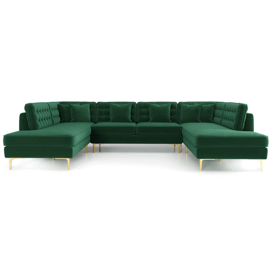 Brooke Green Velvet U Shape Corner Sofa