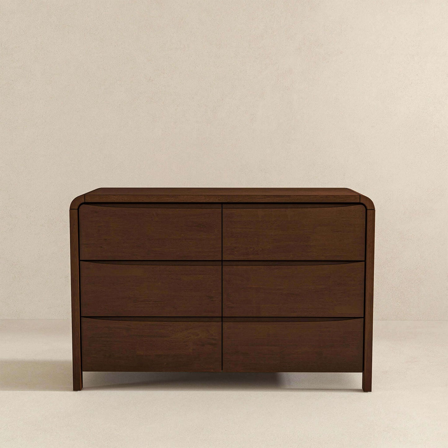 Lionel Mid Century Modern Solid Wood 6-Drawer Dresser - Walnut Finish