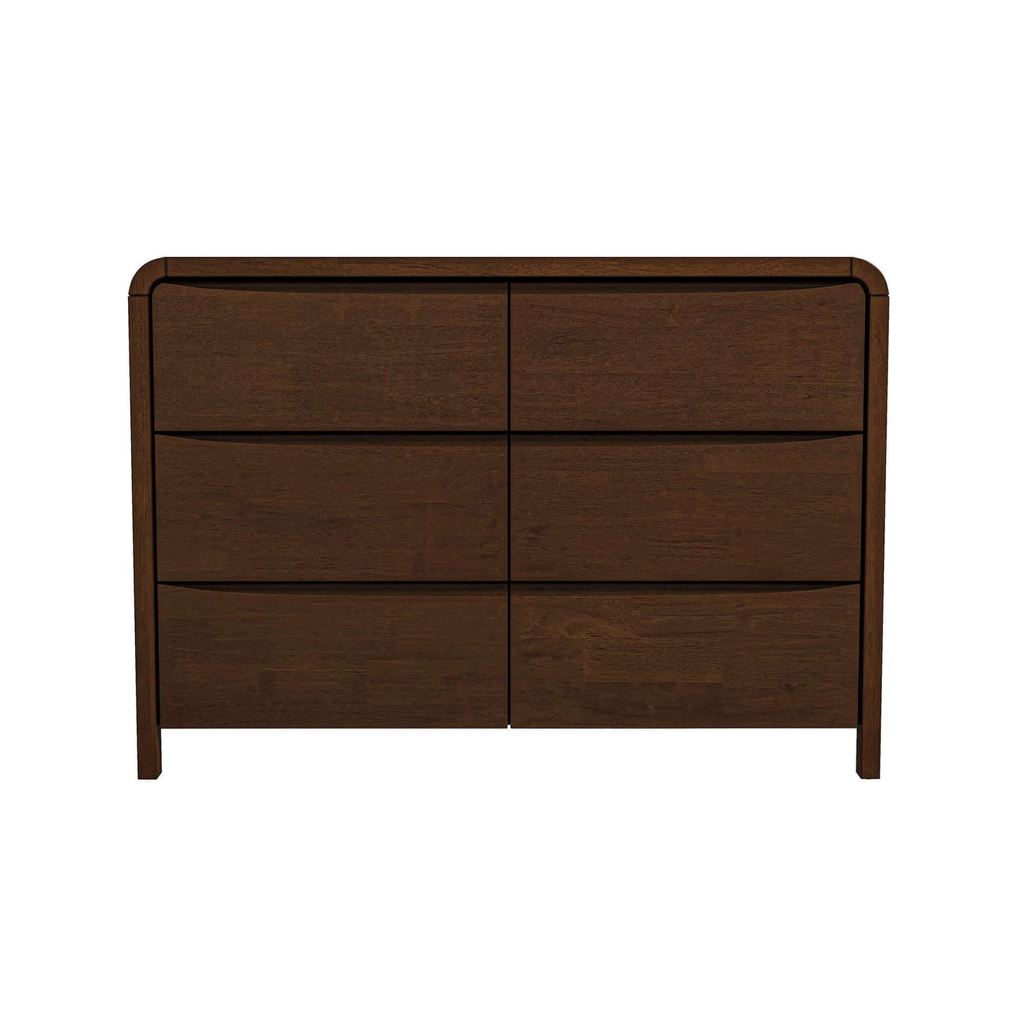 Lionel Mid Century Modern Solid Wood 6-Drawer Dresser - Walnut Finish