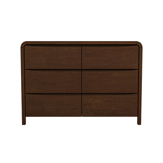Lionel Mid Century Modern Solid Wood 6-Drawer Dresser - Walnut Finish