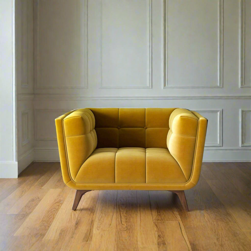 Addison Mid Century Modern Gold Velvet Lounge Chair