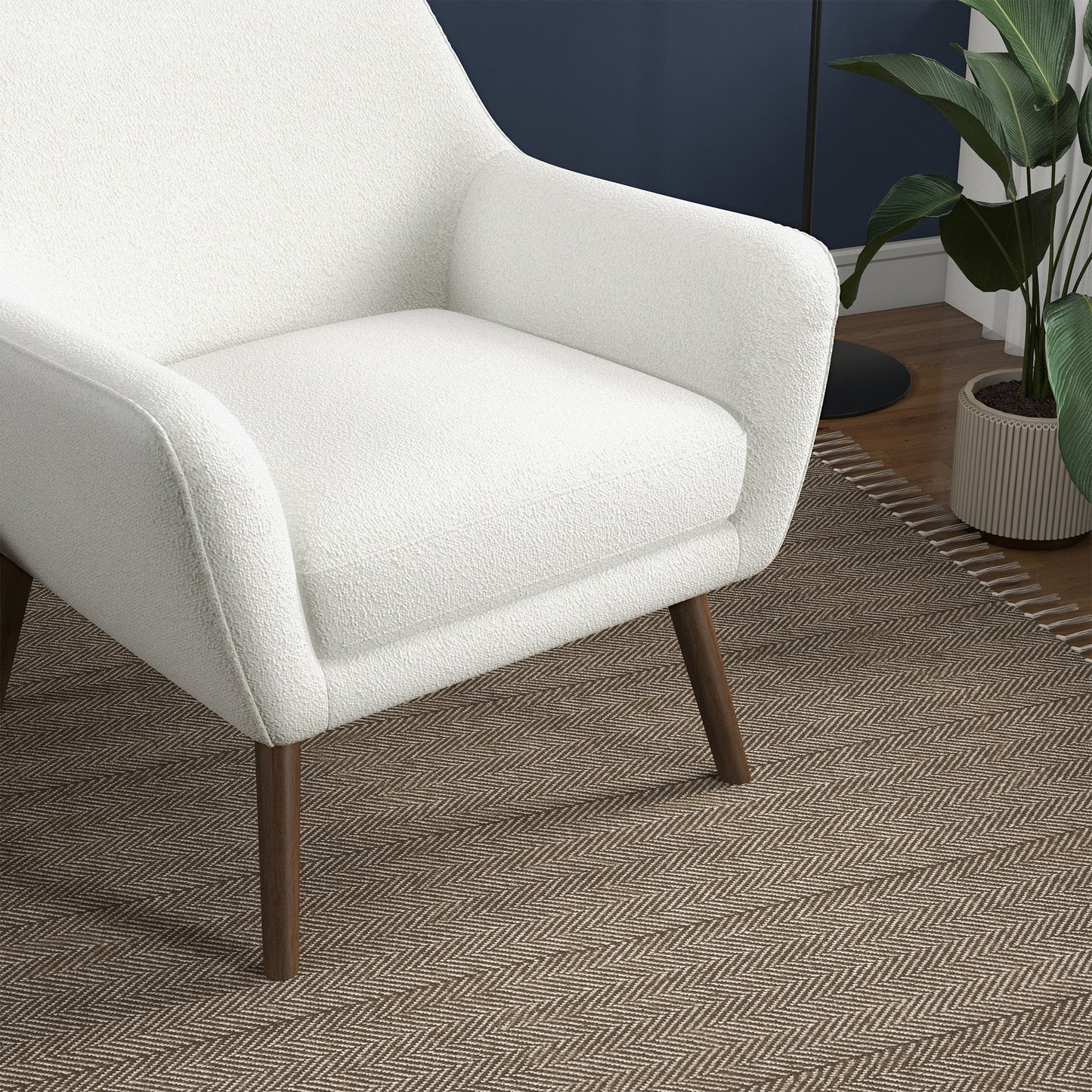 Panom Modern White Boucle Lounge Chair