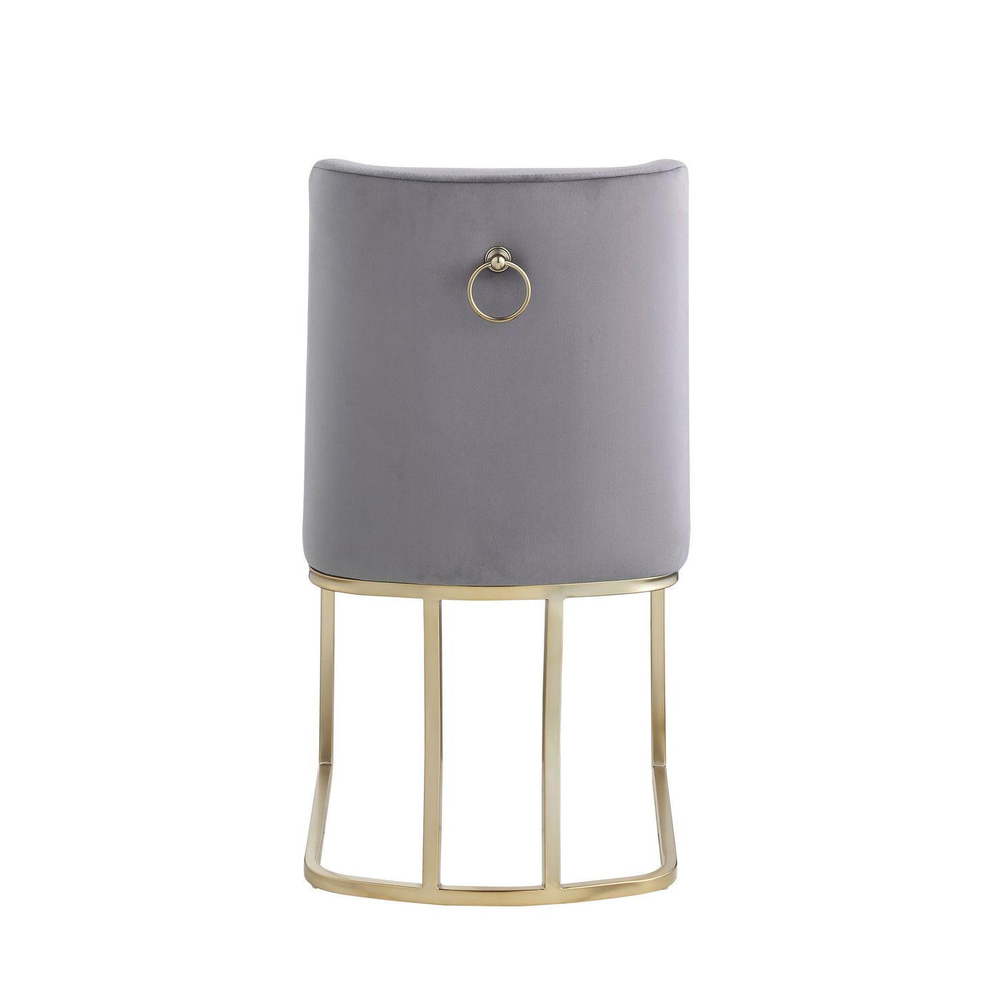 Velvet Upholstered Dining Chairs, Gold Metal Legs (Set of 2) - Gray
